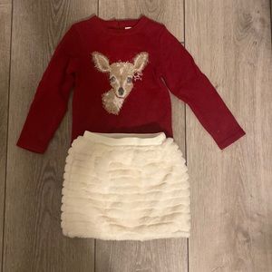 2t deer skirt and sweater set